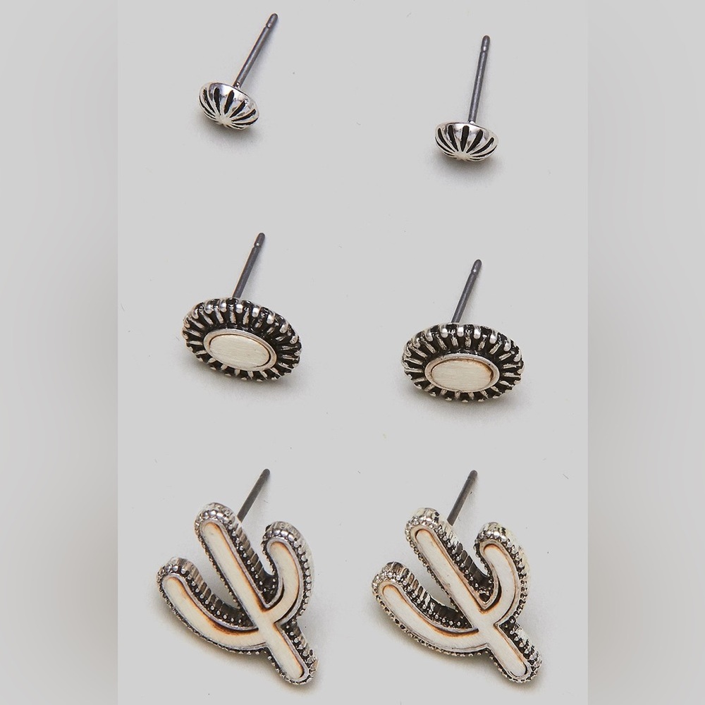 Howlite Triple Stud Earring Set NWT